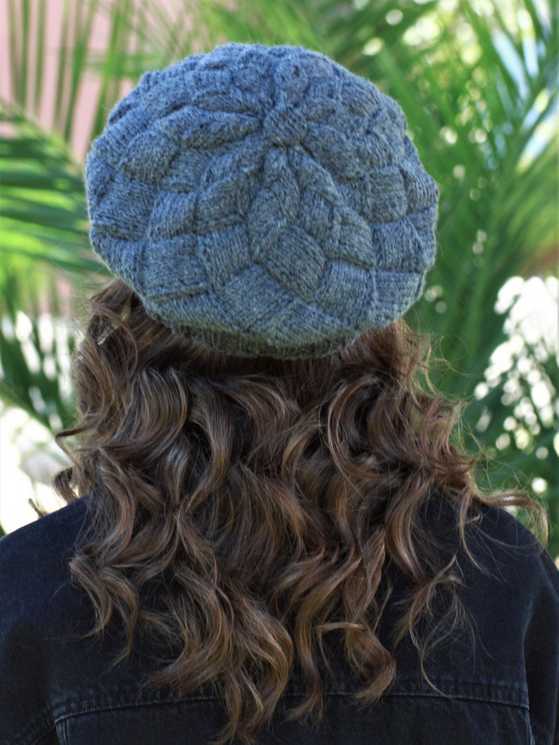 Dark Gray Knit woman beanie, Handknit winter beret, Ladies winter hat, Winter hand knit accessories image 4