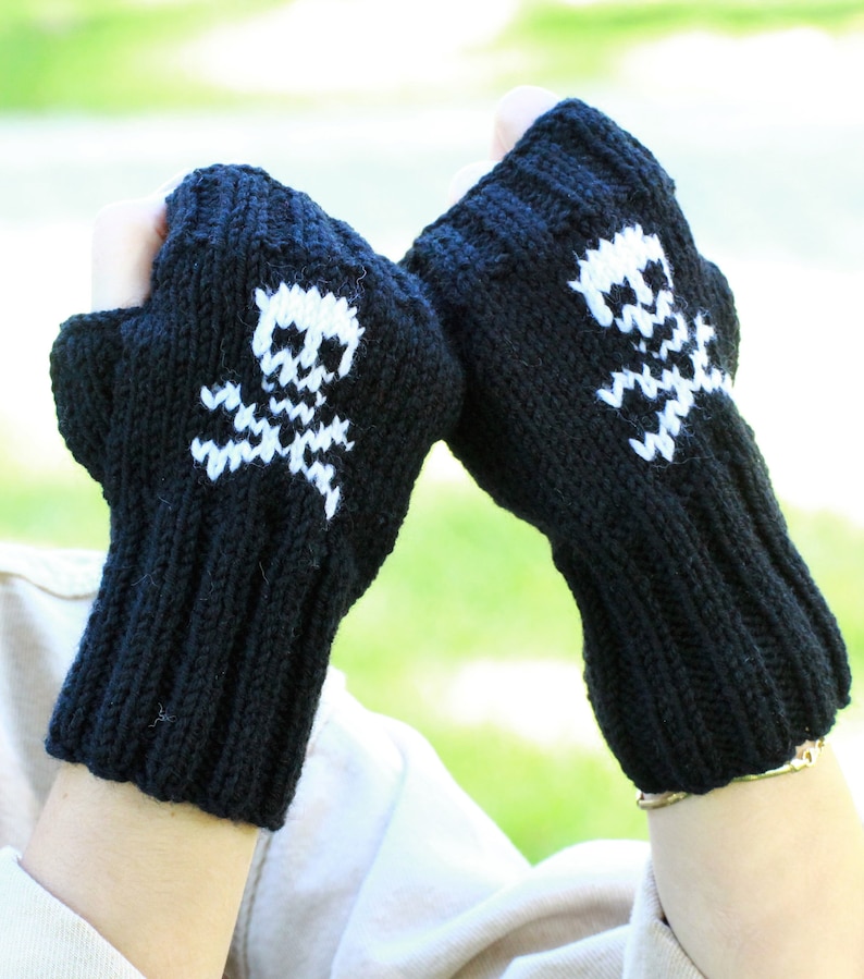 Black Skull fingerless gloves, Gothic accessories for women, Skull Gift idea for her, Skull Clothing, Dark Academia gifts for girlfriend image 1