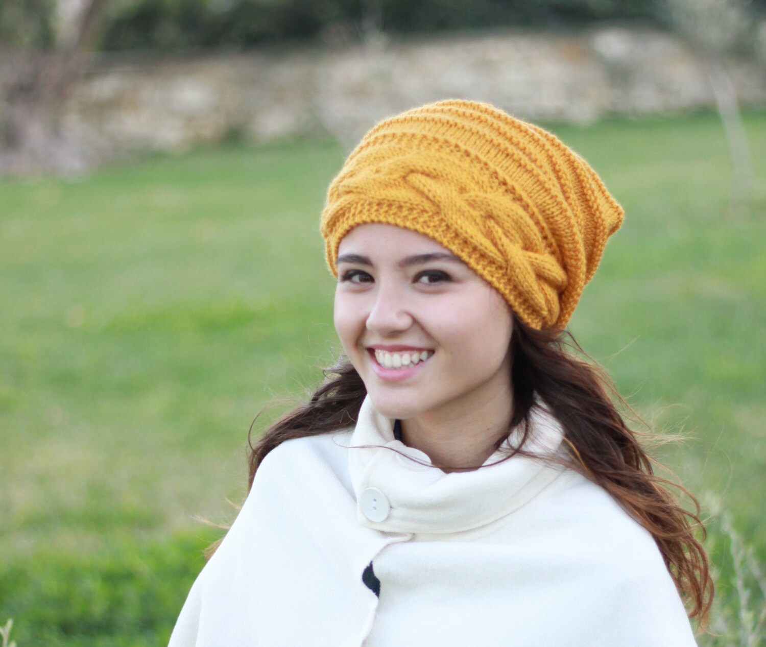 Mustard Slouchy Beanie Women Winter 