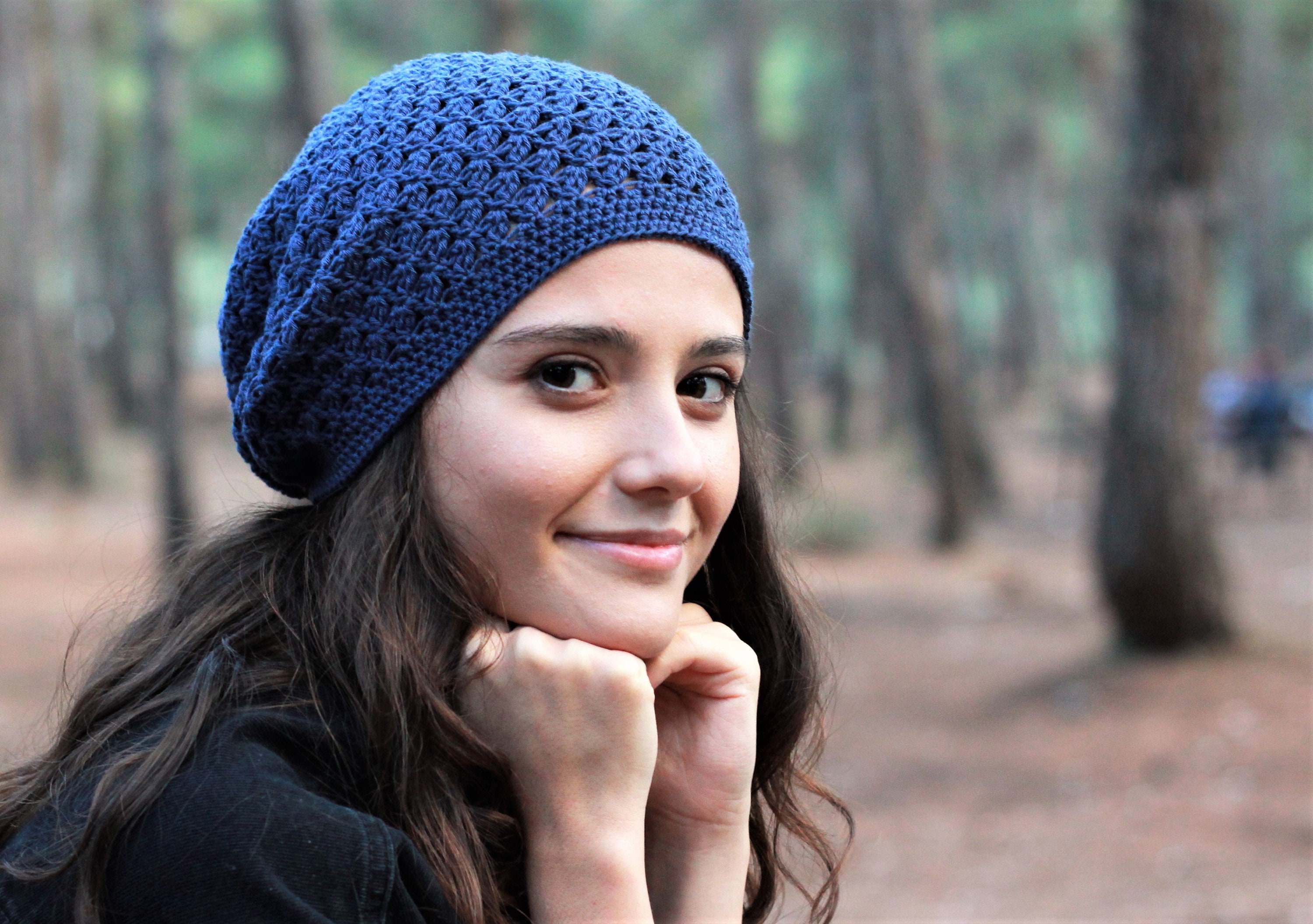 帽子 TENDERLOIN CROCHET NAVY Navy Crochet Cotton Beanie, Lightweight Summer Hat for Women