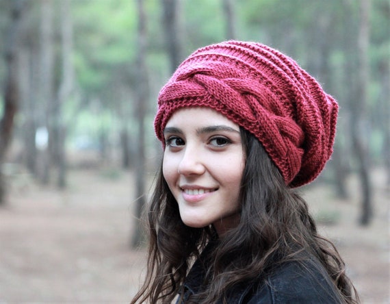 Winter Slouchy Knit Beanie for Women in 