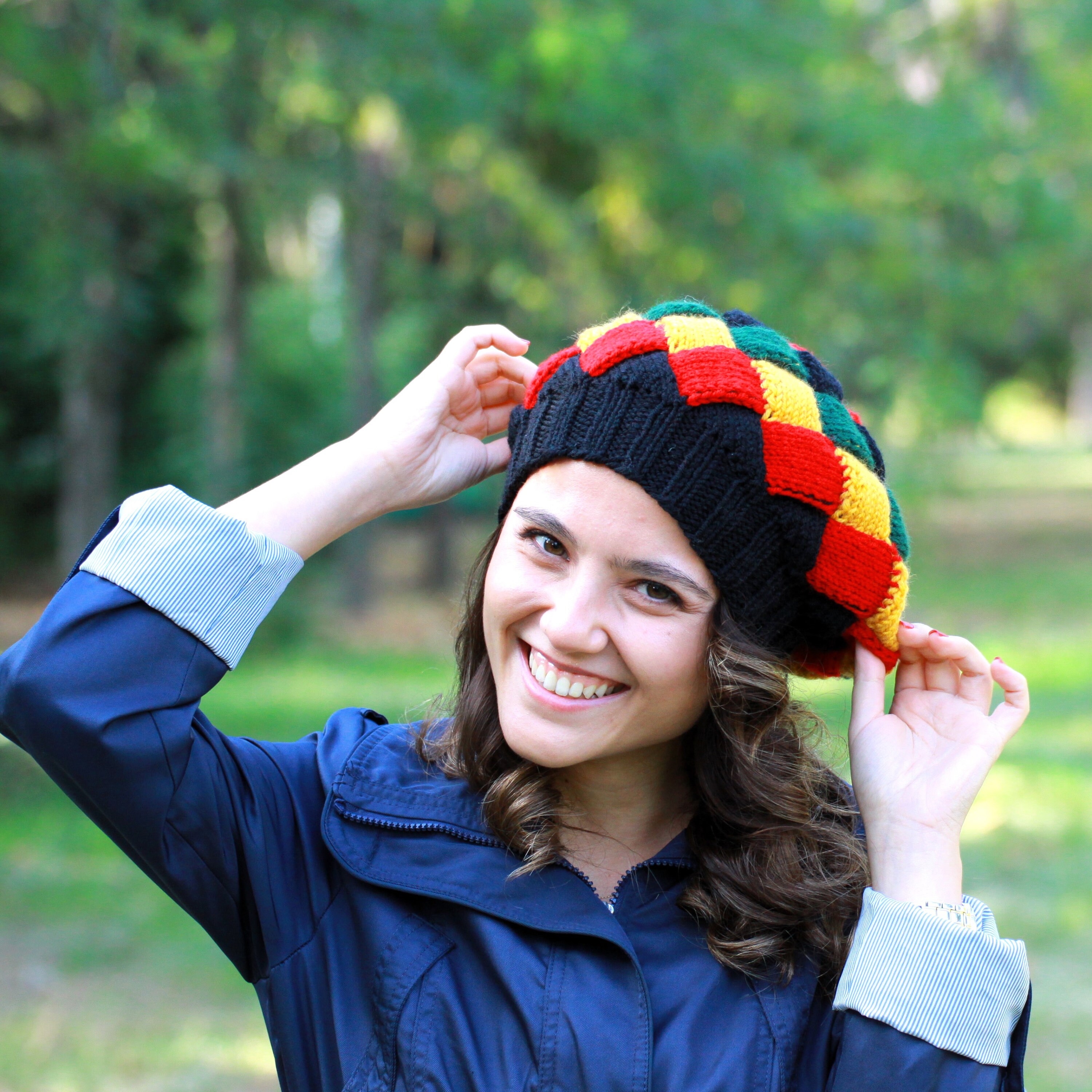 Bonnet Rasta Tricoté Reggae - Couleurs Arc-en-Ciel, Taille Unique, Chaud Et Confortable Pour Automne/Hiver