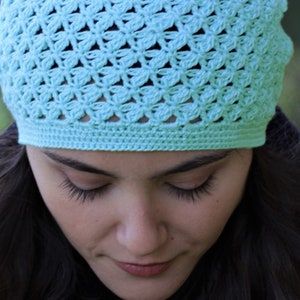 Soft cotton slouch beanie, Light weight summer hats for women, Crochet headwear, Ladies chemo caps for hairloss image 2