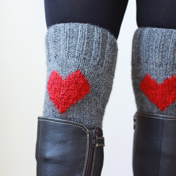 Hartgebreide laars voor dames/laarsmanchetten/kniewarmers, handgemaakt cadeau voor haar