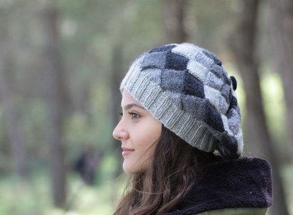 Women Hand Knit Slouchy Beanie in 