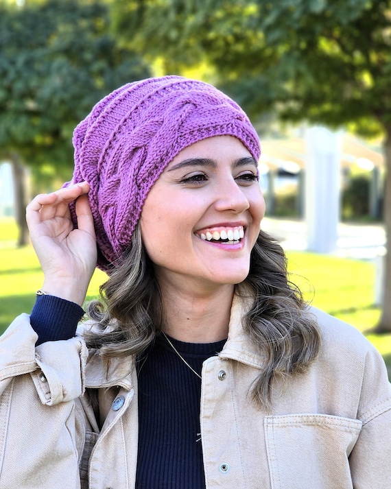 Women\'s Crochet Knitted Style Beanie Slouchy Hat Lavender Lavender Hat /women main image 4