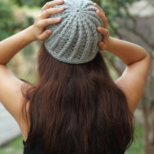 Handmade Crochet gray hat, Winter women beanie for casual wear, Soft stylish cozy accessories, Trend skull cap, Gift for girlfriend image 6