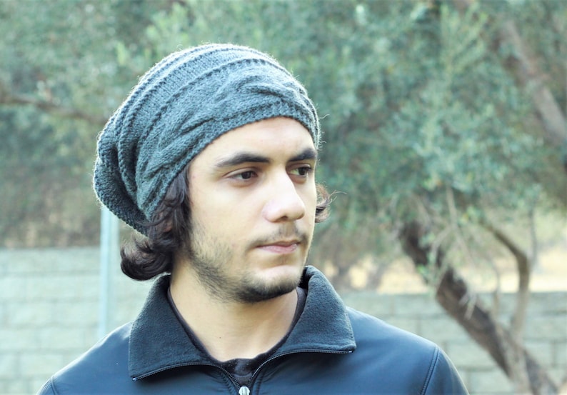Reserved Mens Slouchy Beanie Dark Grey 