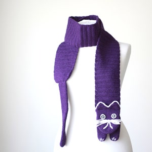 Purple crochet cat scarf winter