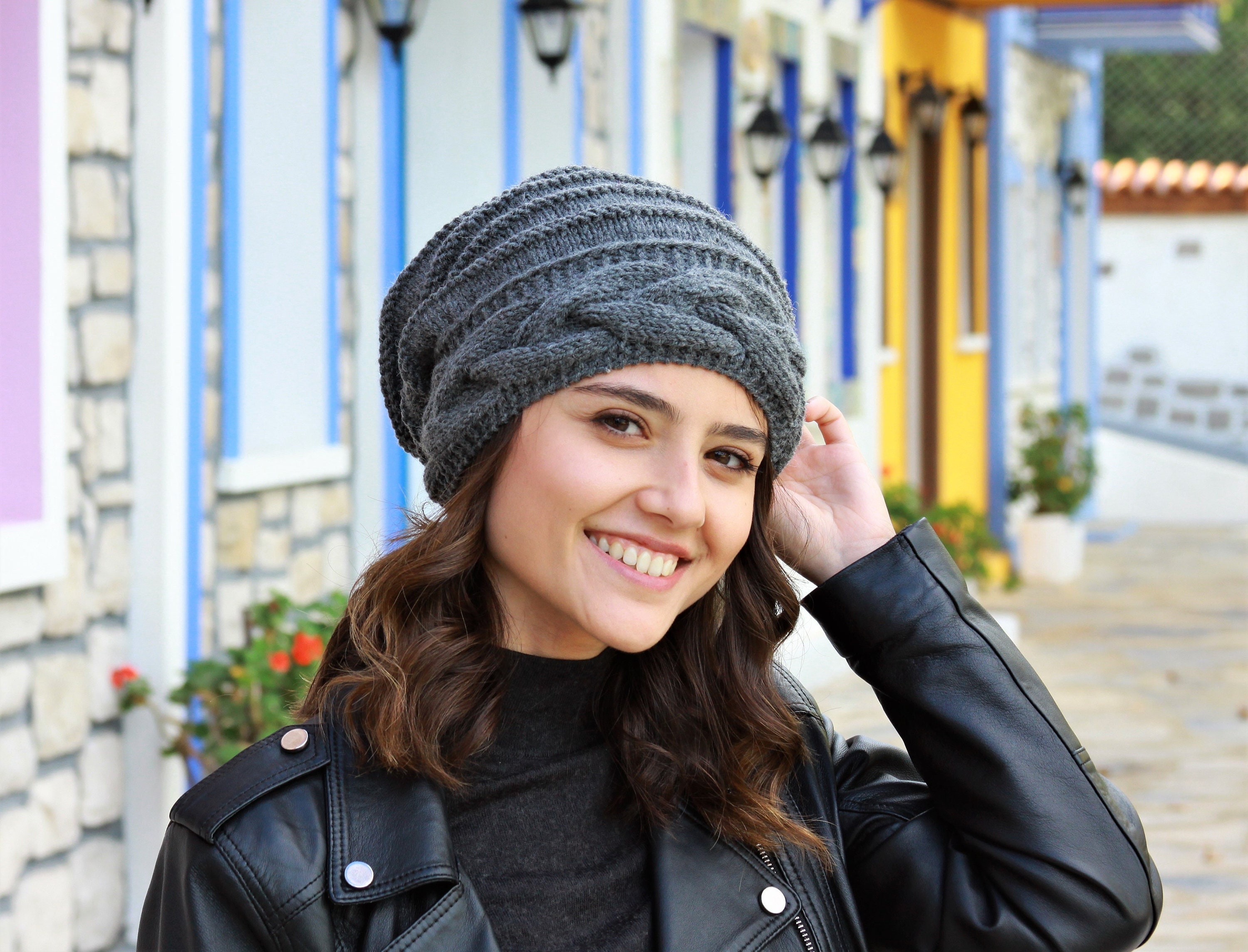 Lilax Chunky Cable Knit Slouchy Beanie Hat - Soft Winter Hat For Men & Women - View #10