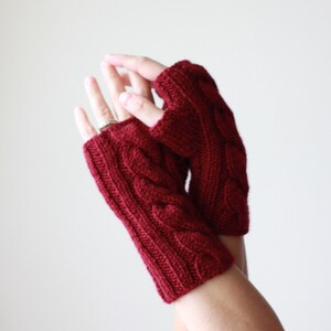 Burgundy fingerless gloves women, Women Fingerless mitten, Open fingered knitted gloves, Winter accessories, Finger free mittens