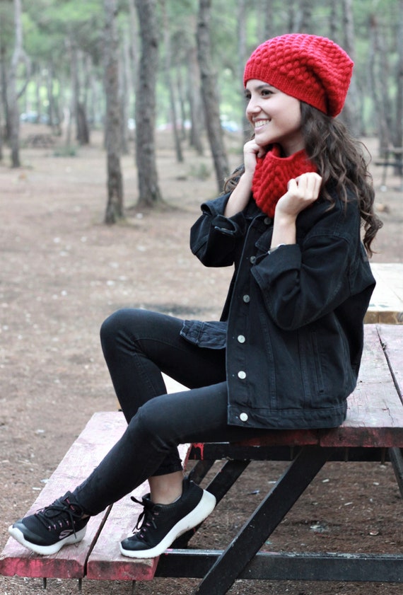 3 in 1 Winter Hat, Winter Knitted Beanie Hat Face Neck
