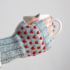 Accessories for mom, Custom color Knit heart Gloves, Handmade gift for girlfriend, Grandma gift from grandkid,