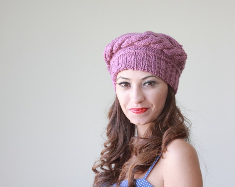 Womens knit winter hat, Winter hand knit beret for winter, Wool handmade beanie, Fall accessories image 4