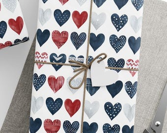 Red Rose Heart Wrapping Paper, Modern Valentine's Day Gift Wrap