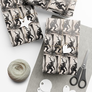 Krampus Gift Wrap Papers, Dark Wrapping Paper for Holidays, Birthdays, and Special Occasions, Creative Gift Wrap