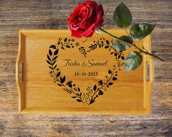 Personalized Engraved Bamboo Serving Tray, Wedding Gift