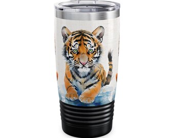 Vaso térmico con estampado de tigre, regalo para amantes de la naturaleza