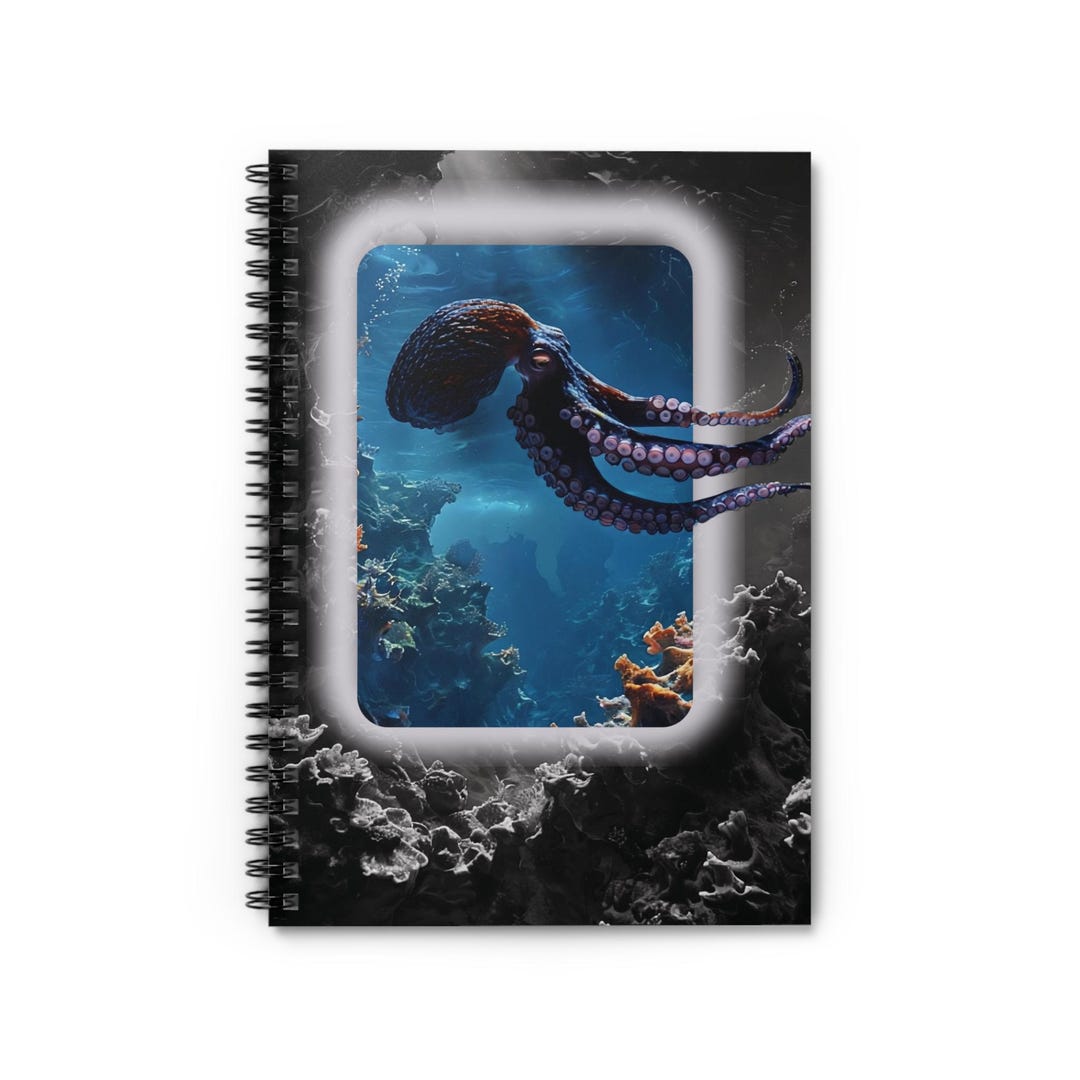 Octopus Notebook Custom Octopus Underwater Scene Spiral Notebook, Ocean Theme Journal (6 ...
