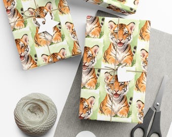 Playful Baby Tiger Gift Wrap: Eco-Friendly Animal Theme Wrapping Paper