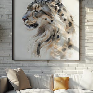 Framed Watercolor Snow Leopard Art, Big Cats Art Series, Snow Leopard Prints, Fine Art Decor, Animal Lover Print