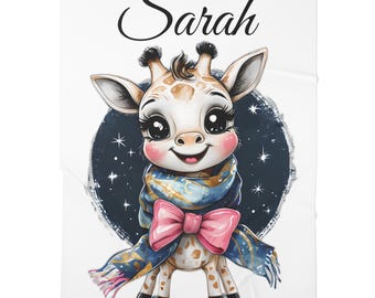 Personalized Giraffe Baby Swaddle Blanket: Soft Jersey Polyester Infant Wrap