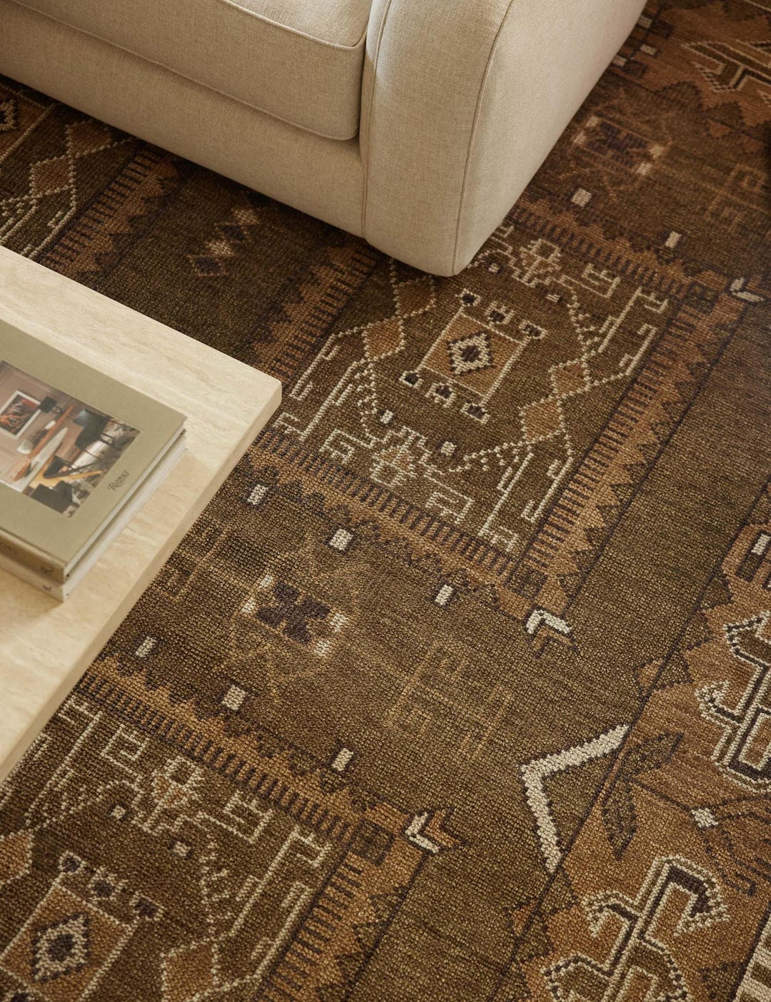 Hand Knotted Oushak Wool Rug | Vintage Tribal Area Rug, Earthy Tones - Etsy