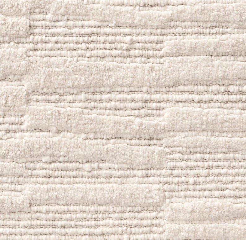 Alfombra de lana anudada a mano: moderna alfombra texturizada color marfil para sala de estar imagen 2