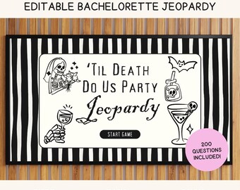 Til Death Do Us Party Bachelorette Jeopardy Game, Halloween Bridal Party, Spooky Drinking Game, Bride or Die Trivia, Bach Party Games