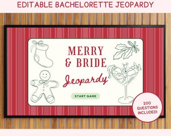 Juego de Jeopardy para despedidas de soltera, Fiesta nupcial navideña, Juego de beber para despedidas de soltera, Juego de trivia con temática de novias, Juegos para despedidas de soltero