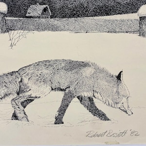 Signed Robert Bissett Fox Print | Fox Ink Drawing