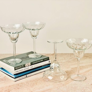 Luxe Optic Crystal Margarita Glasses | Set of 4 | Ribbed Swirl Stemware