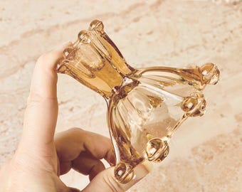 Vintage Pink Glass Candle Holder | Blush Taper Holder  | Romantic Cottagecore Decor