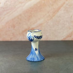 Authentic Hand Painted Dutch Delftware Candlestick | Delft Tulip Candleholder | Blue and White Holland Ceramic