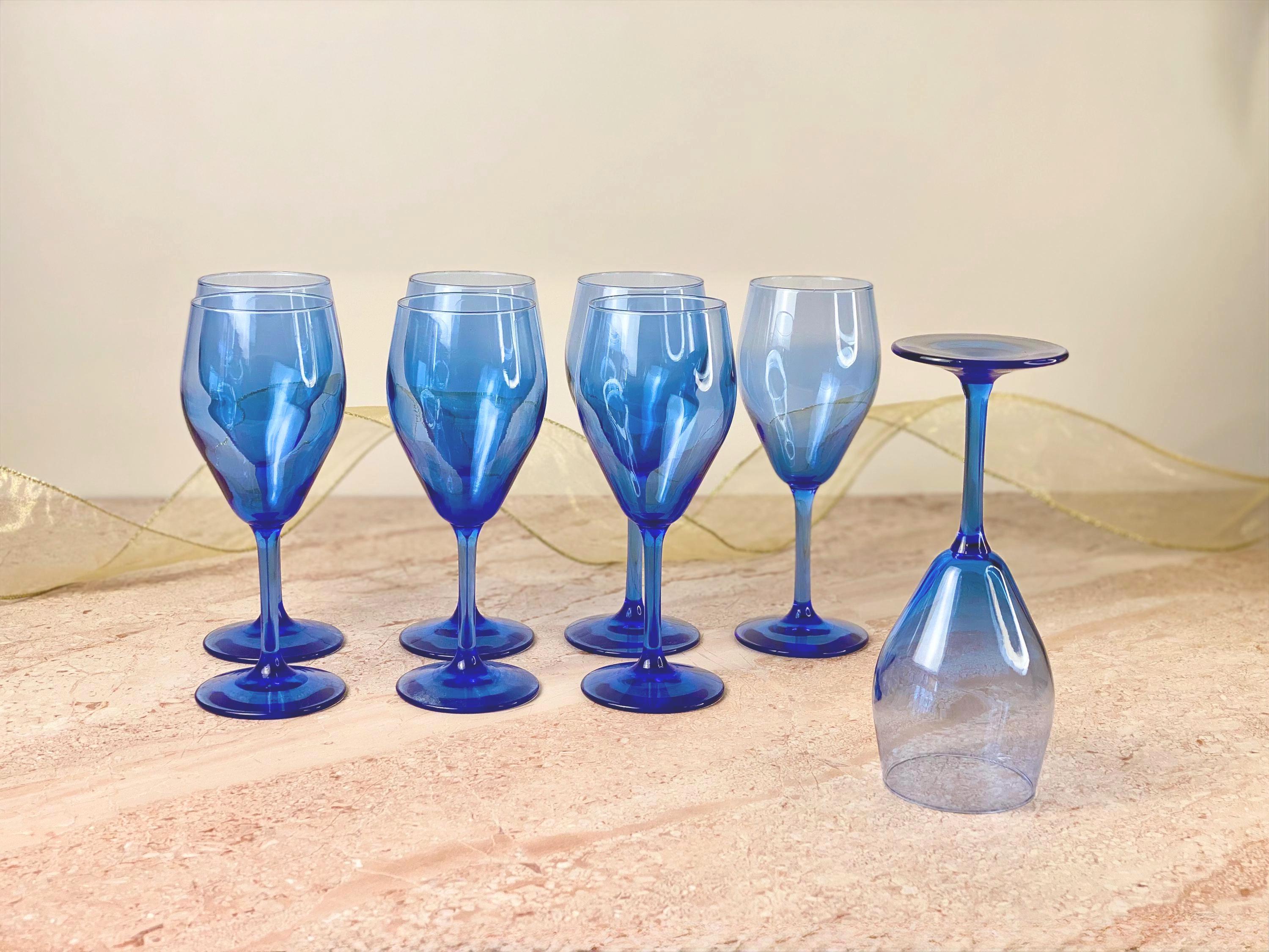 Blue Stem Wine Glass 1970s - Etsy Canada