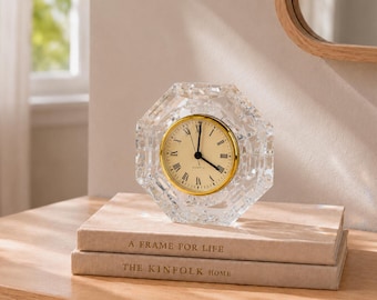 Heavy Waterford Crystal Octagon Clock | Vintage Quartz Desk Clock