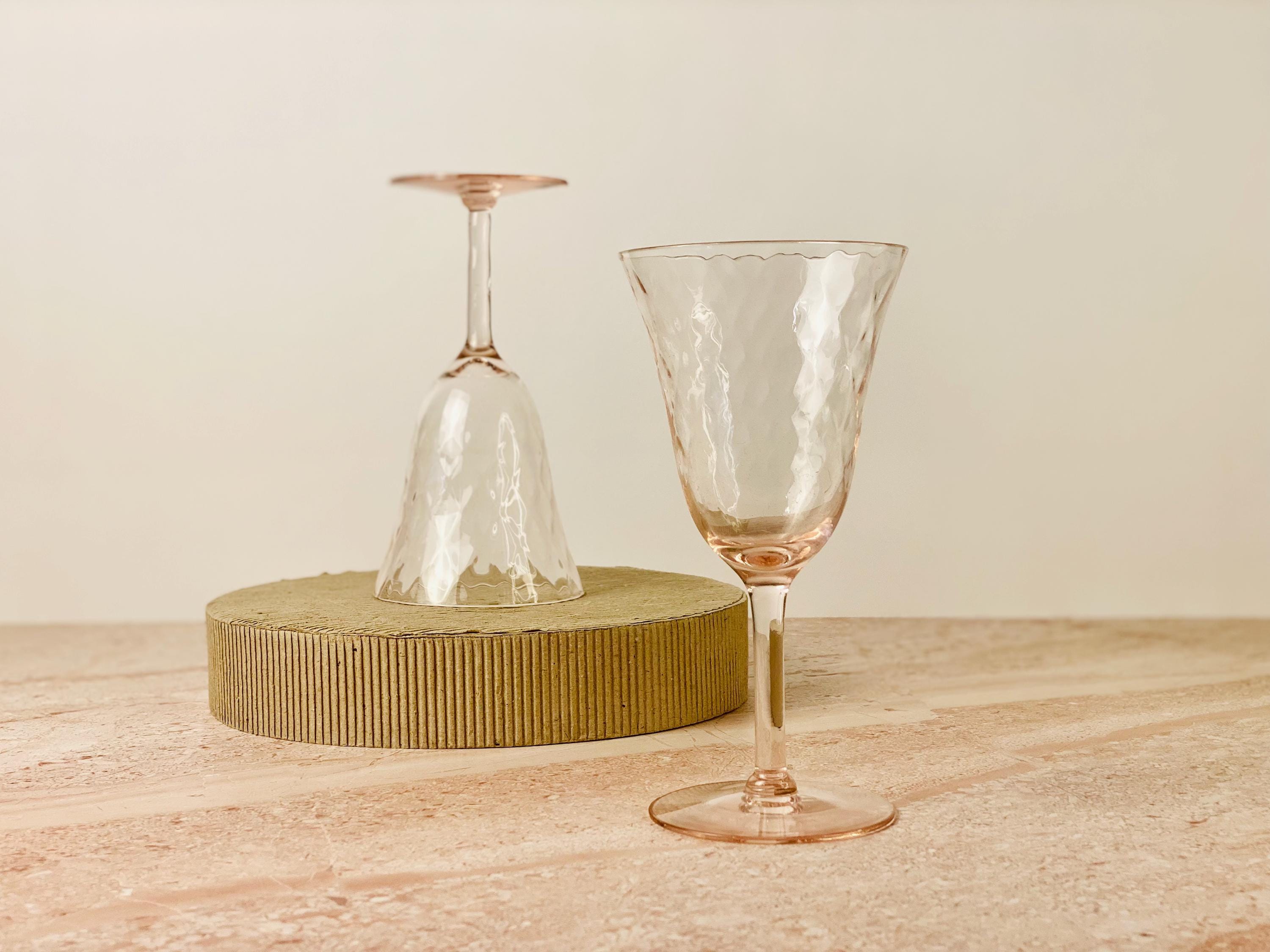 Pink Depression Wine Glasses - Etsy