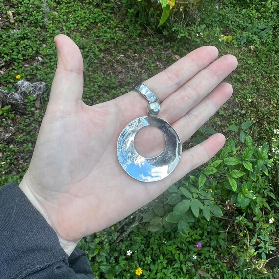 Vintage Sterling Silver - Solid Circle Disk Open-… - image 5