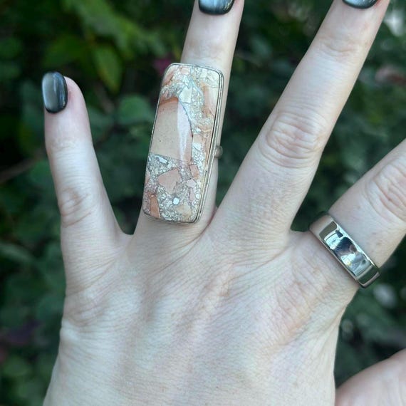 Sterling Silver Rectangular Jasper Statement Ring… - image 3