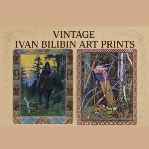 Ivan Bilibin Fairy Tale Art Print Set: Vasilisa, Baba Yaga (Digital Download, 24x36 inches)