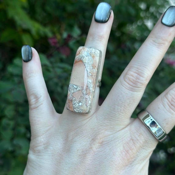 Sterling Silver Rectangular Jasper Statement Ring… - image 2