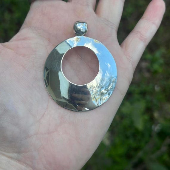 Vintage Sterling Silver - Solid Circle Disk Open-… - image 3