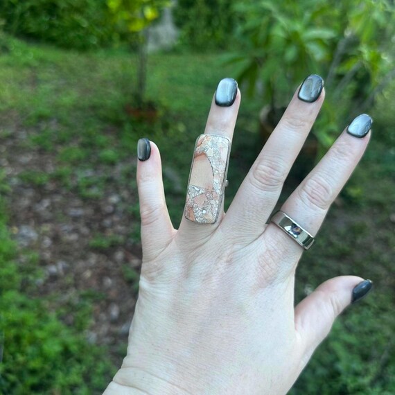 Sterling Silver Rectangular Jasper Statement Ring… - image 4