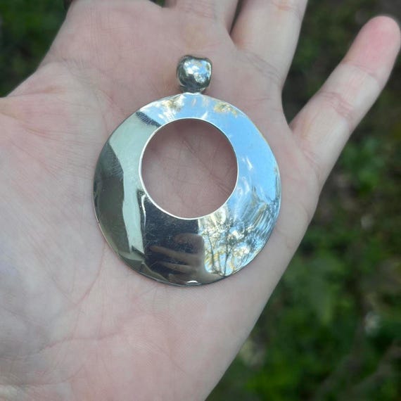 Vintage Sterling Silver - Solid Circle Disk Open-… - image 2