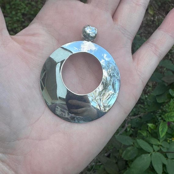 Vintage Sterling Silver - Solid Circle Disk Open-… - image 4