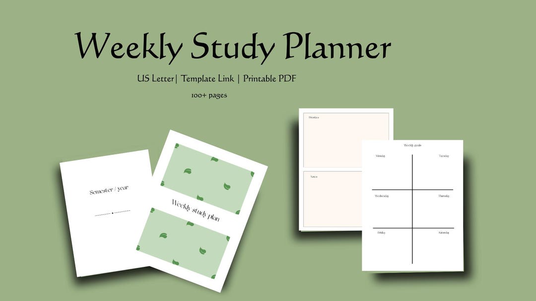 Weekly Study Planner Printable | Student Schedule, Goals (PDF Download ...