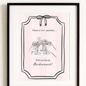 Cartão de pedido de casamento Tini Question para madrinhas – 5x7" Convite para madrinhas Martini para impressão – Download digital divertido de pedido de despedida de solteira