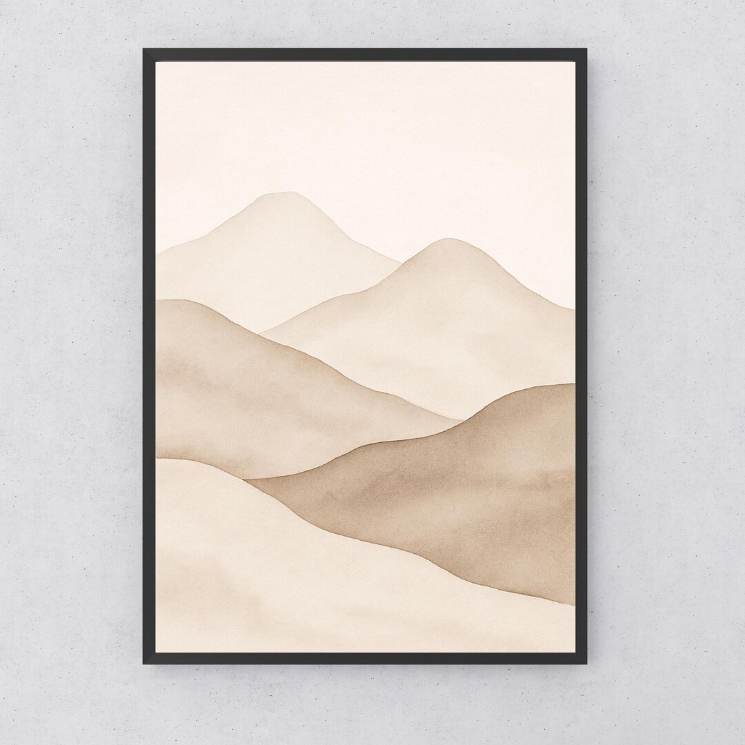 Minimal Mountain Landscape Wall Art | Neutral Tones Printable | Modern ...