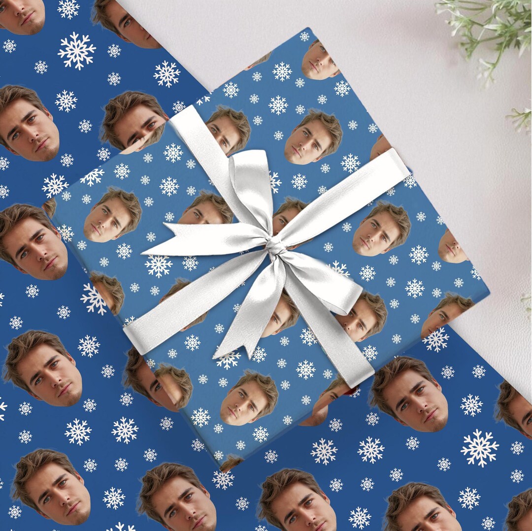 Personalized Wrapping Paper Funny Gift Wrapping Paper Face Photo Name Custom Gift Wrap Roll For Men Women Kids Boys Girls Birthday Christmas Anniversary Baby Shower 58"x 23