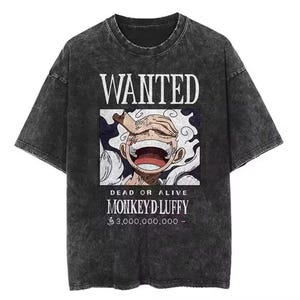 Luffy Onepeace Vintage Printing Cotton T-shirt  Gym Sports Fashion Activewear Cosplay Anime Clothes
